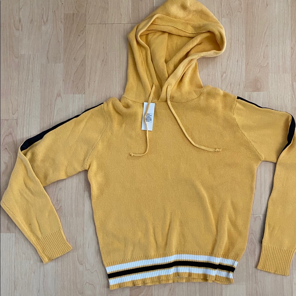 NWT Yellow Cropped Hoodie Sweatshirt